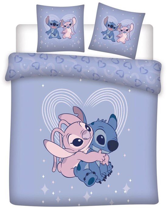 Dekbedovertrek - Stitch en Angel love - 240 x 220 cm Polykatoen