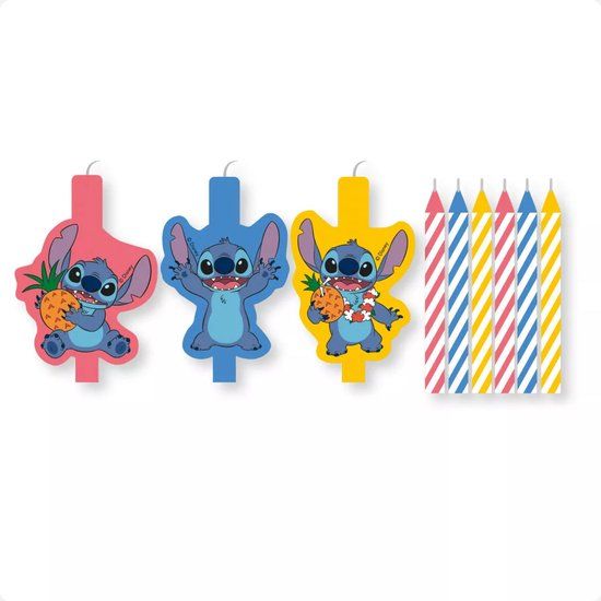 Kaars - Stitch Verjaardagskaarsjes - 9 stuks