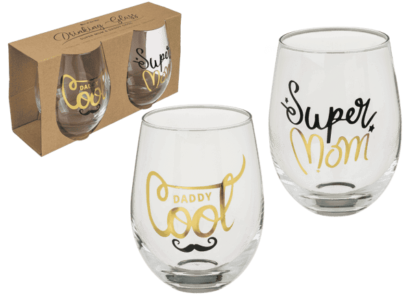 Drinkglas super Mom en Daddy