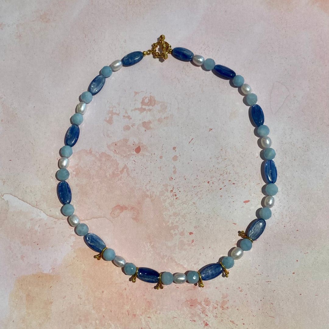 Kyanite and Pearl Necklace