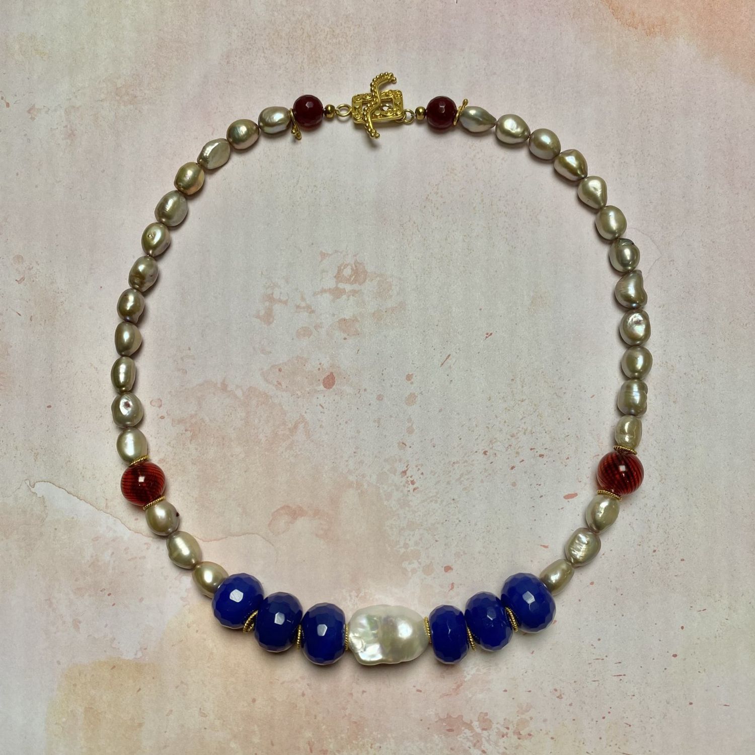 White Blue &amp; Red Necklace