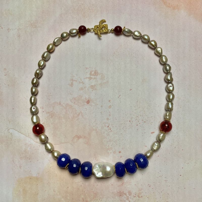 White Blue &amp; Red Necklace