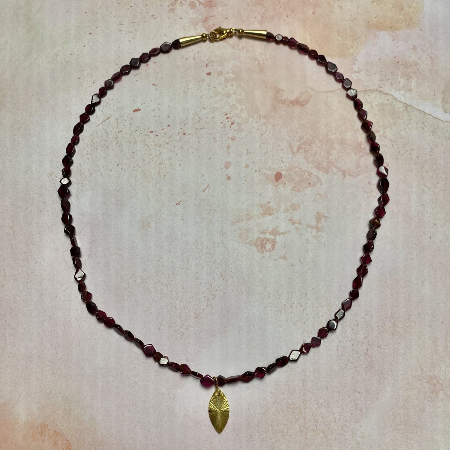 Garnet and Gold Plated Necklace