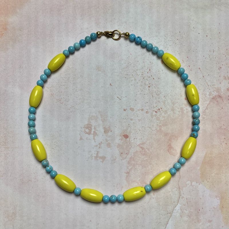 Yellow Bead &amp; Turquoise Necklace