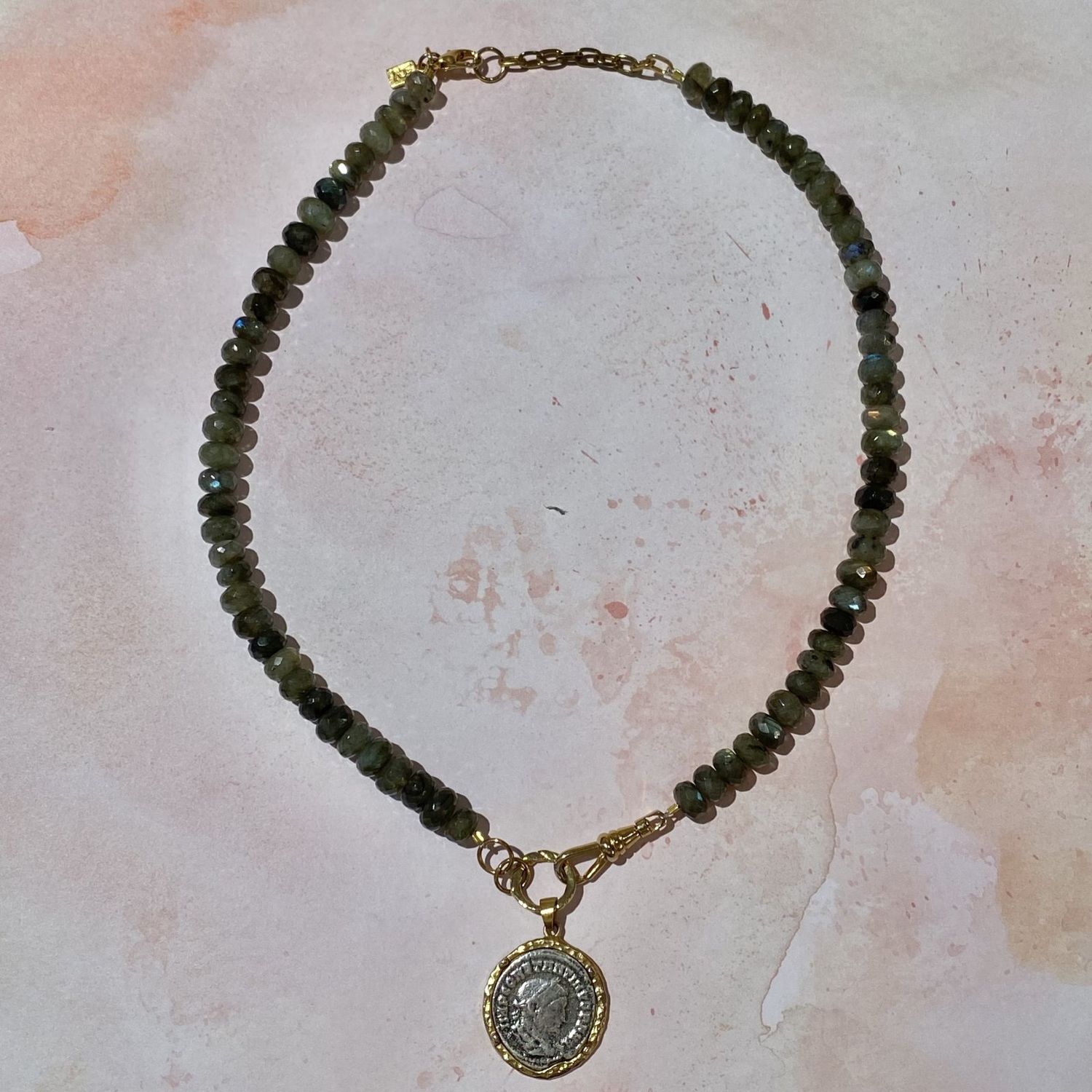 Labradorite Rondelle Gold Maximianus Necklace