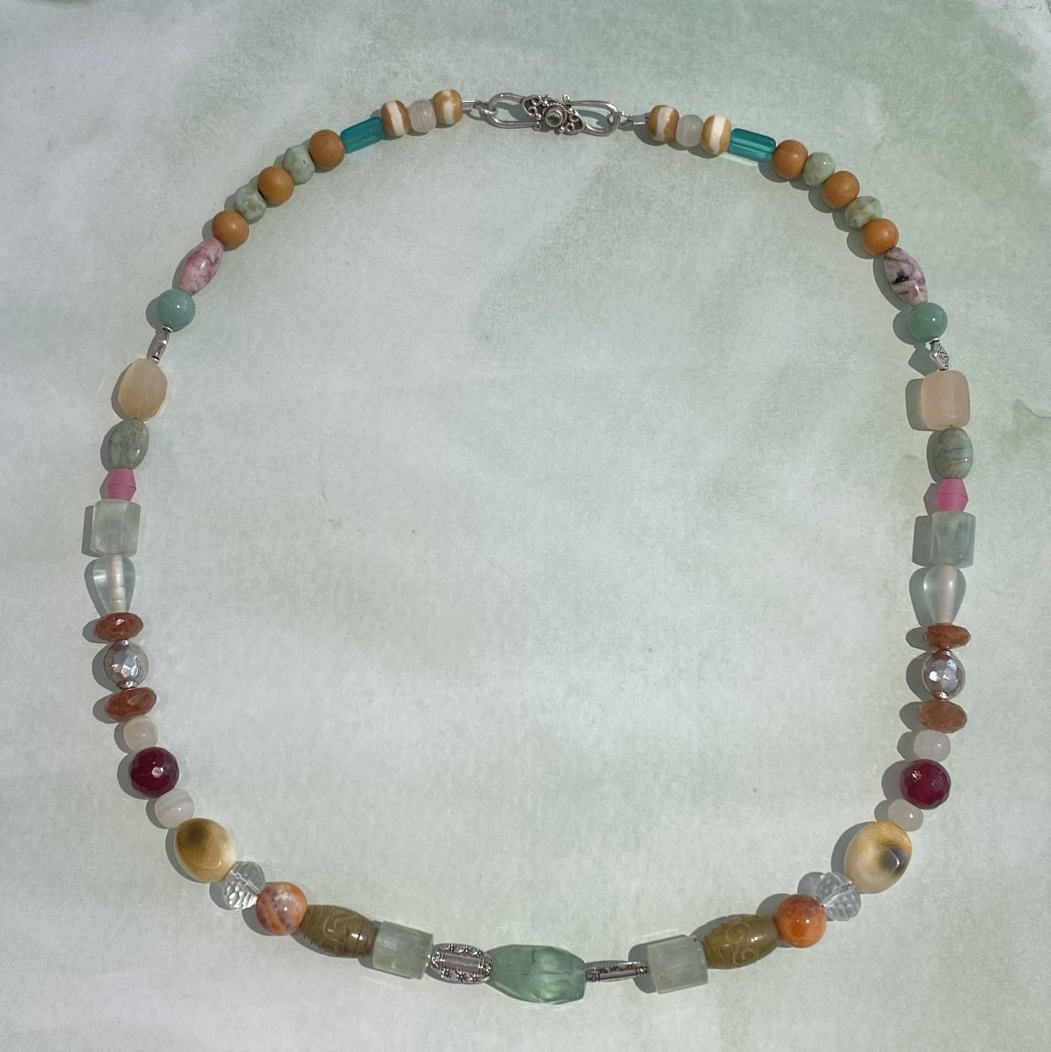Mixed Gemstone &amp; Sterling Silver Necklace
