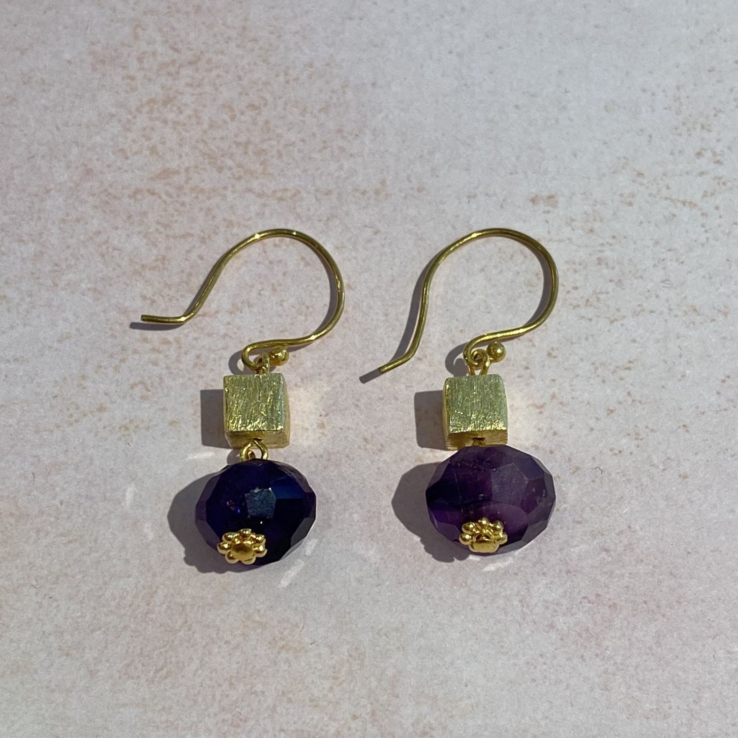 Amethyst Earring Gold Accents