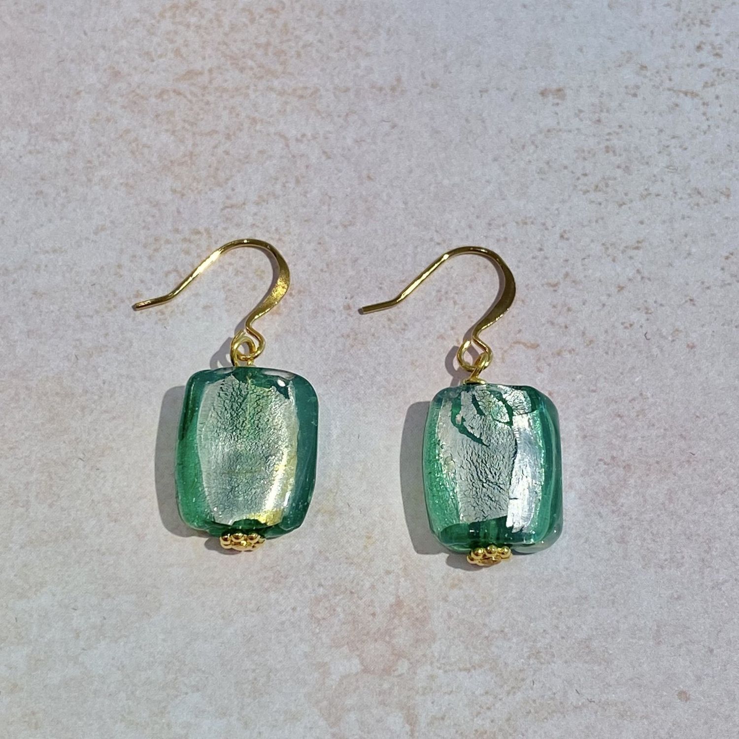 Green Murano Glass Earrings