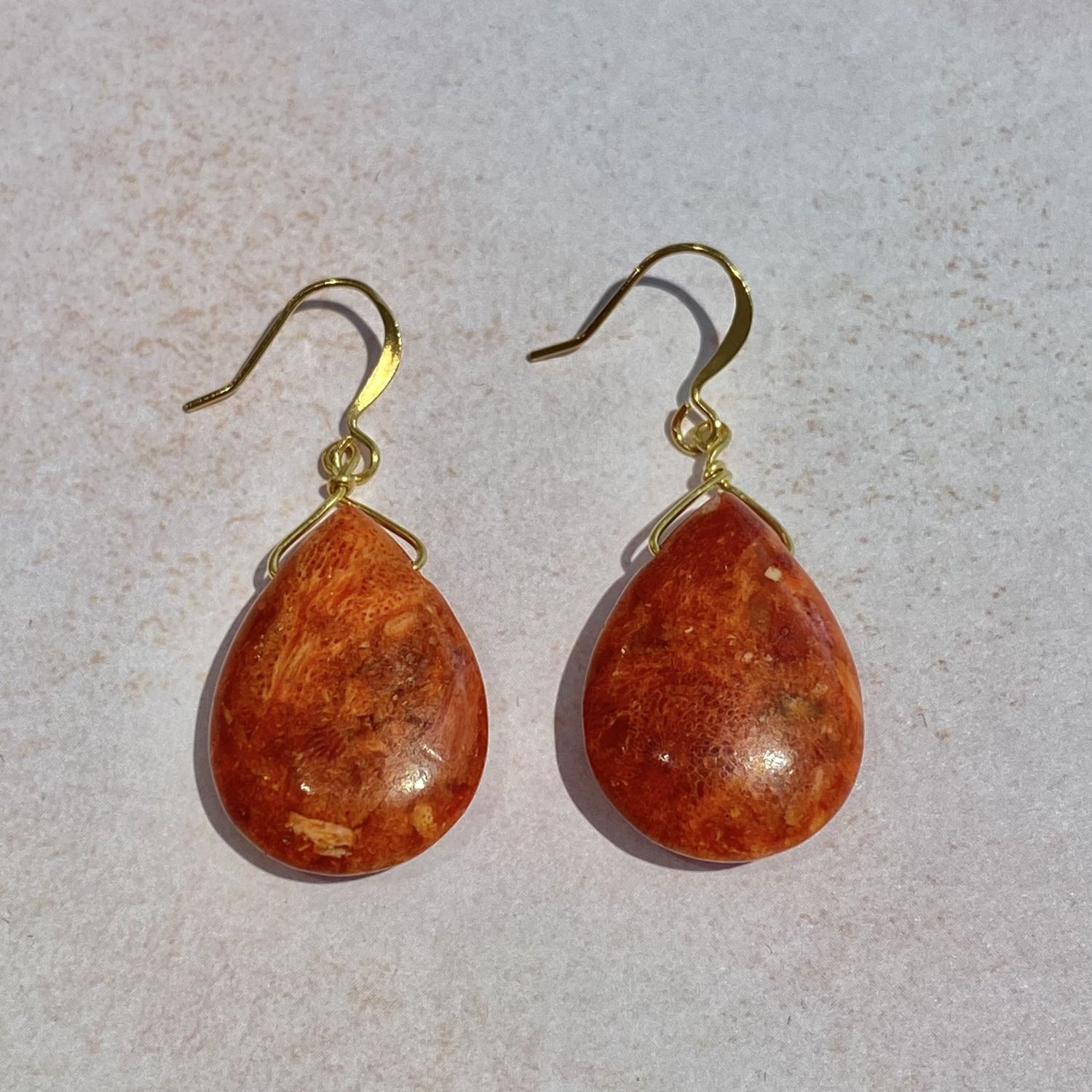 Coral Teardrop Earrings