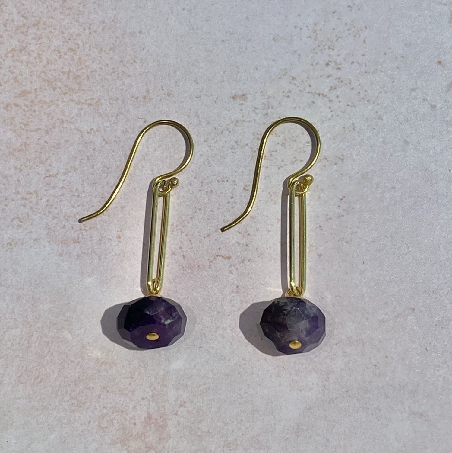 Dark Amethyst Paperclip Earrings (Large)