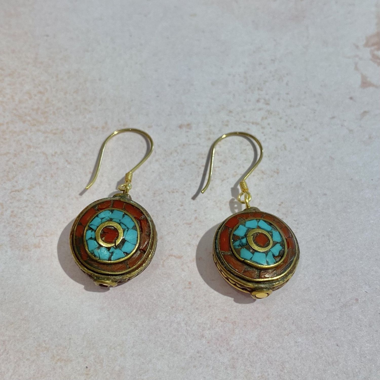 Tibetan Silver Earrings Circular Pattern