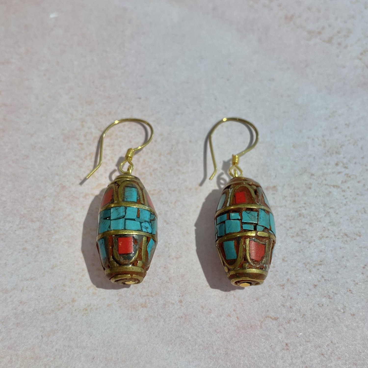 Oblong Tibetan Silver Earrings