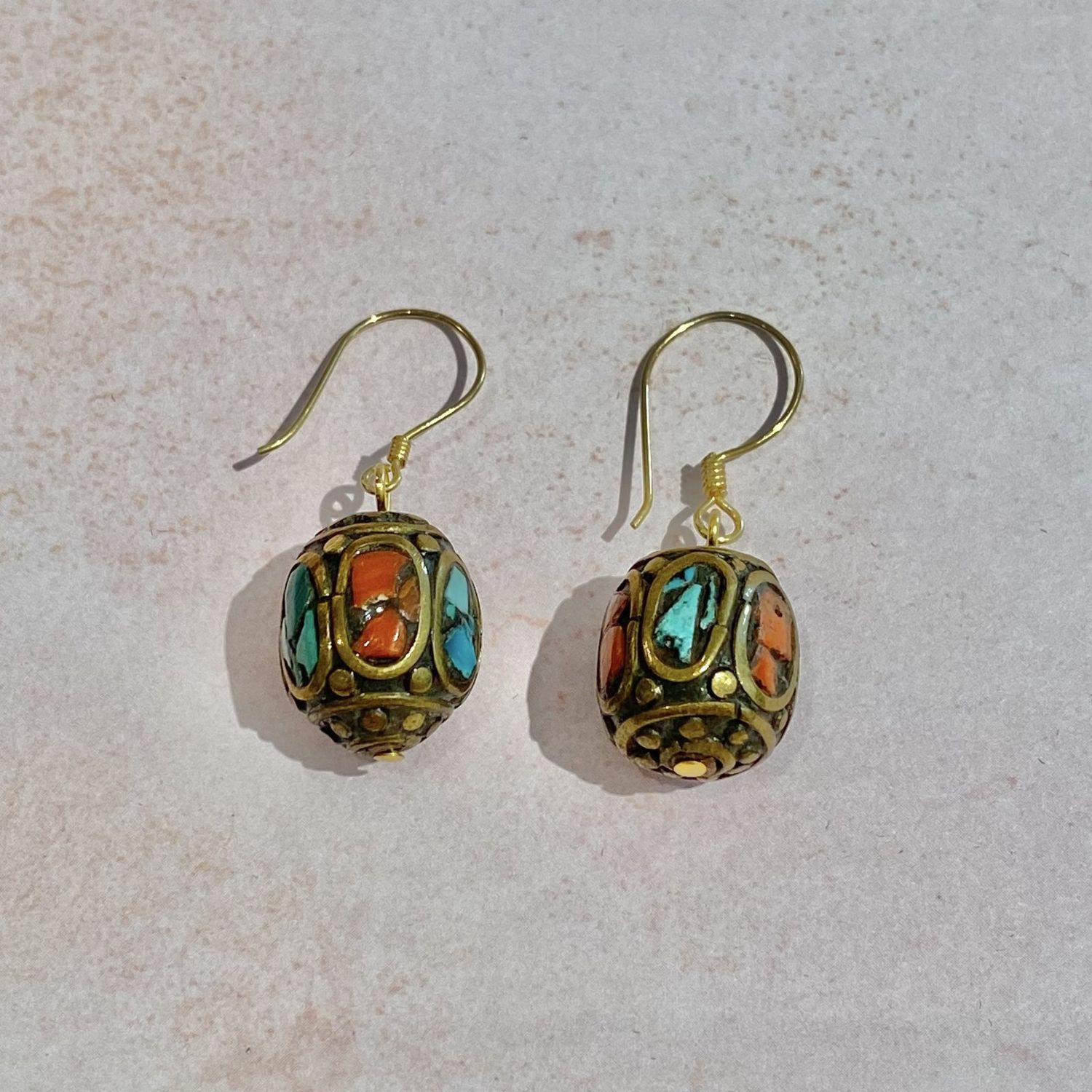 Cylindrical Tibetan Silver Earrings