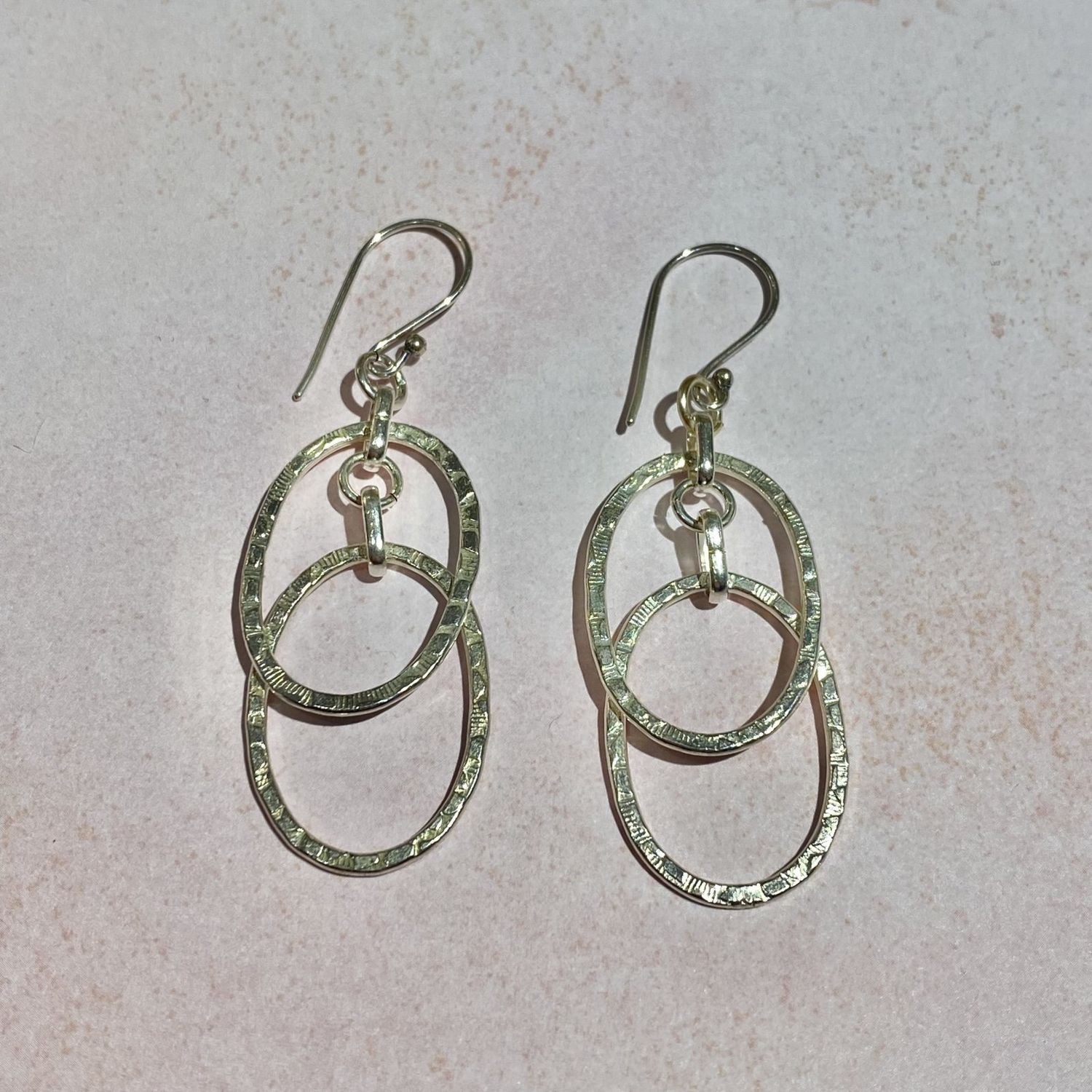 Double Oval Silver Earrings