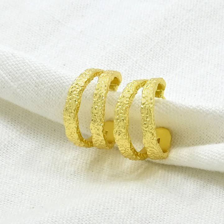 Double Hoop Earrings Gold