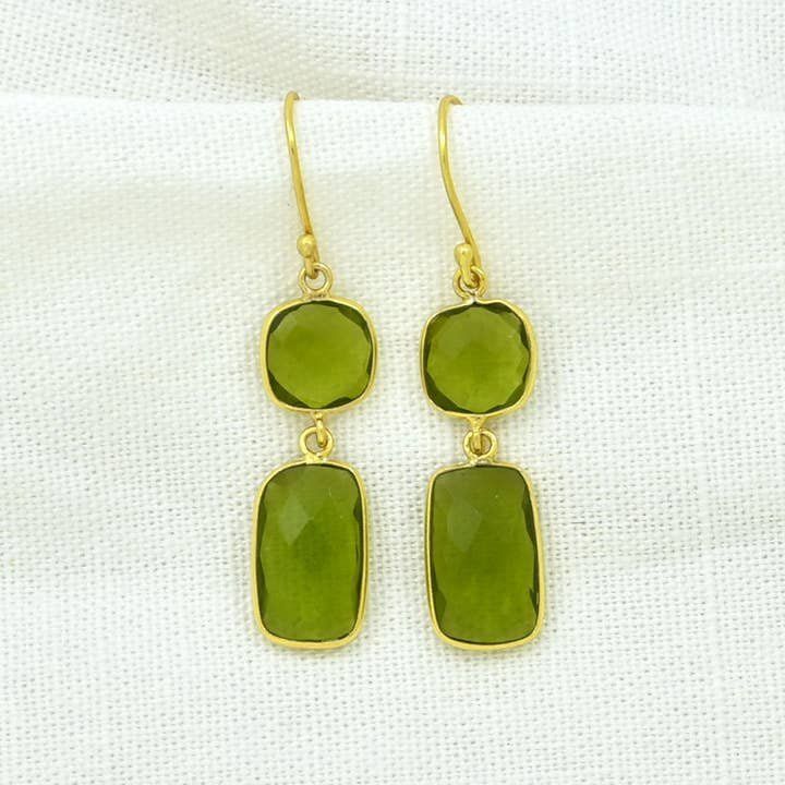 Aanya Earrings Gold Silver 925 - Green Tourmaline