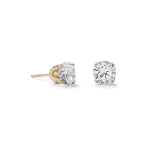 Gold Filled 6mm CZ Stud Earrings