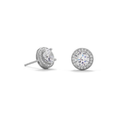 Rhodium Plated 6.5mm CZ Studs