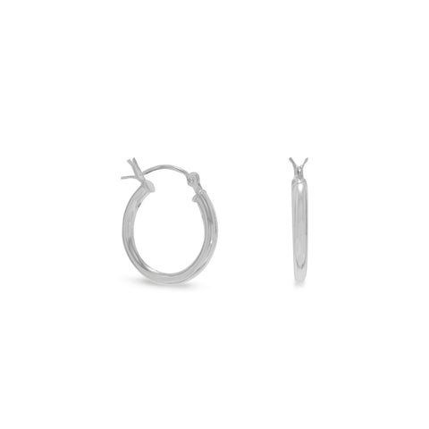 Silver Round Tube Hoop Earrings