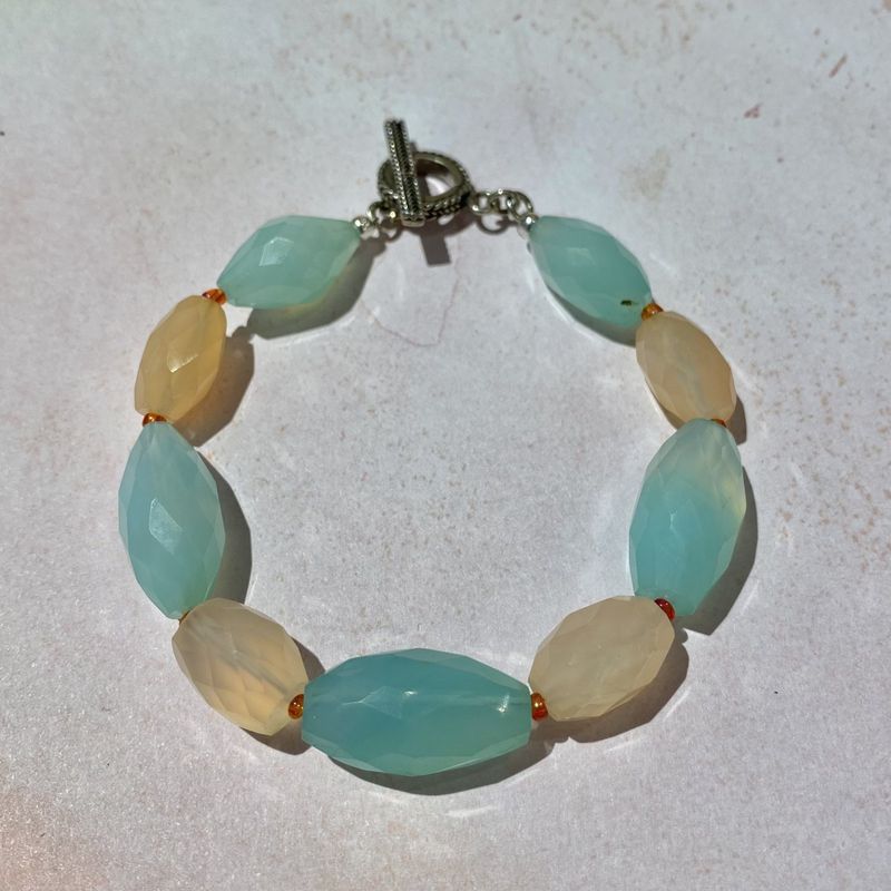 Pink Quartz and Chalcedony Bracelet