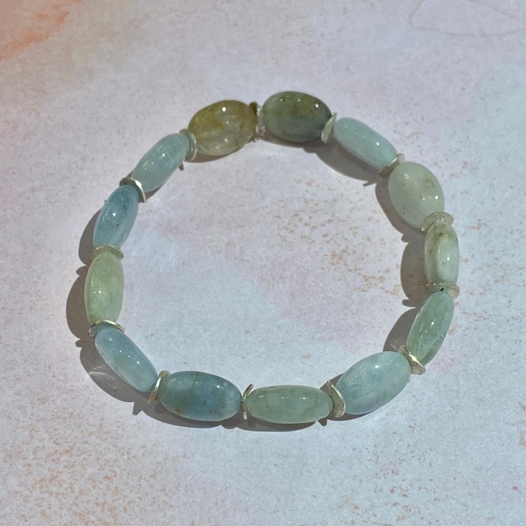 Aquamarine Bracelet with Sterling Silver Disc Accents (Small)