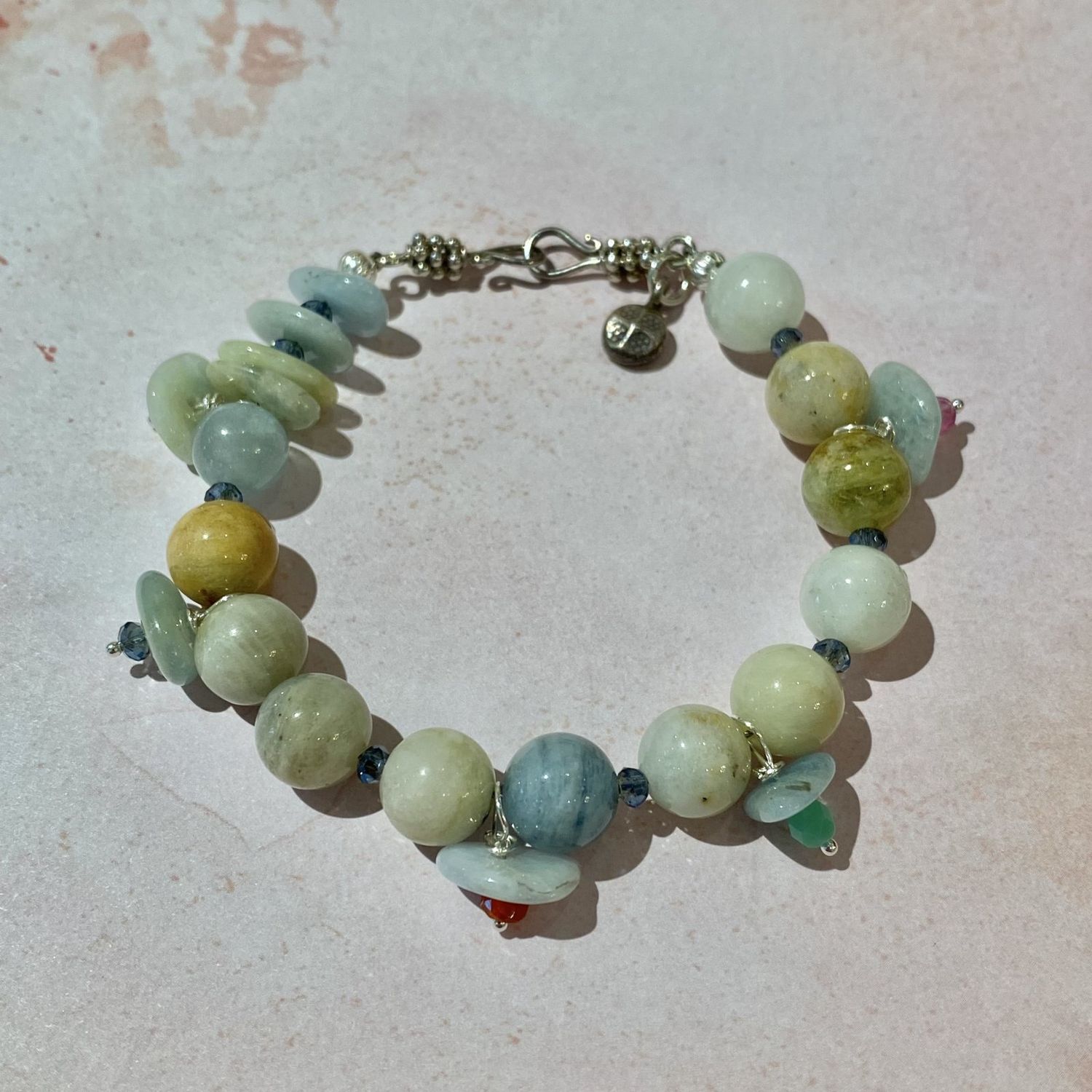 Aquamarine Bracelet with Gemstone Accents and Sterling Silver Clasp