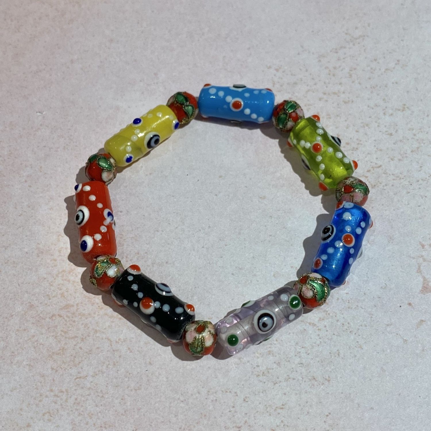 Rainbow Murano Glass Beaded Bracelet