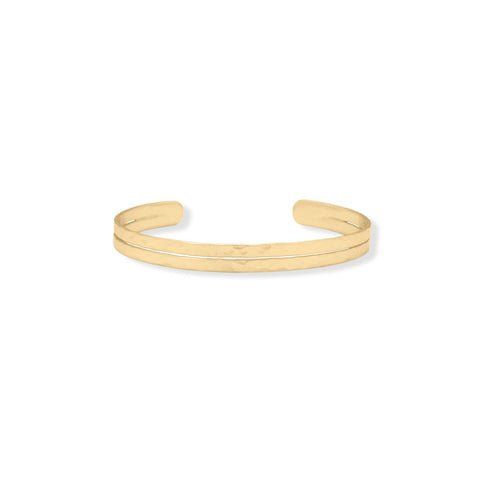 14K Gold Plated Two Row Cuff Bracelet