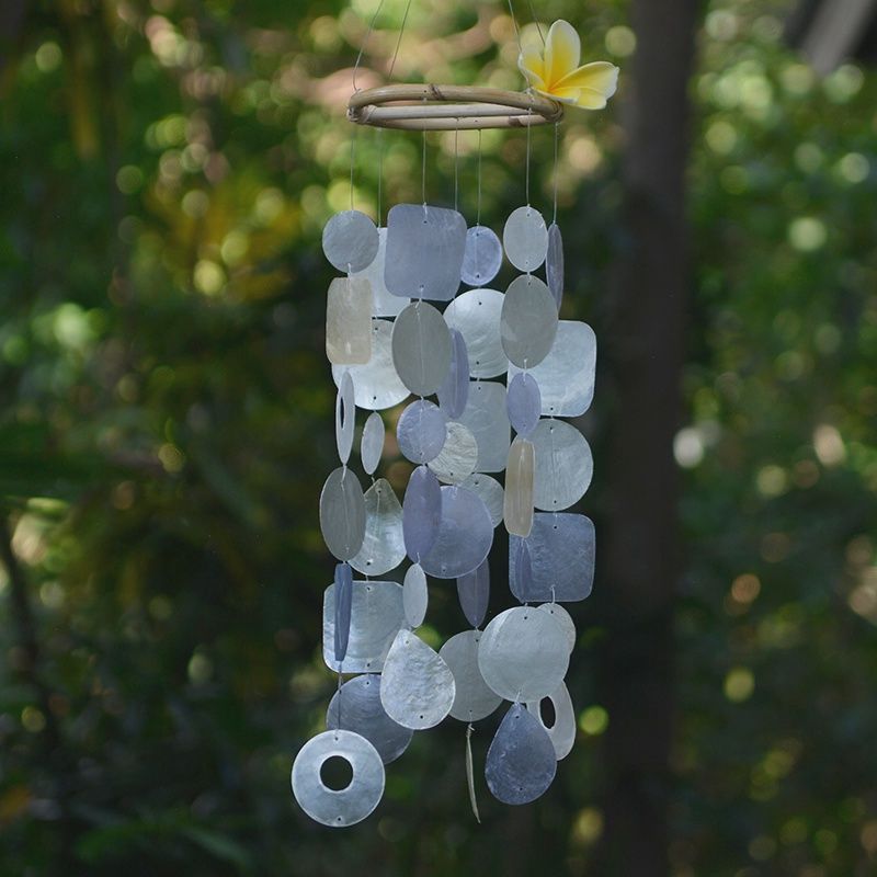 Capiz Chime Small Round, Style: Silver Lining