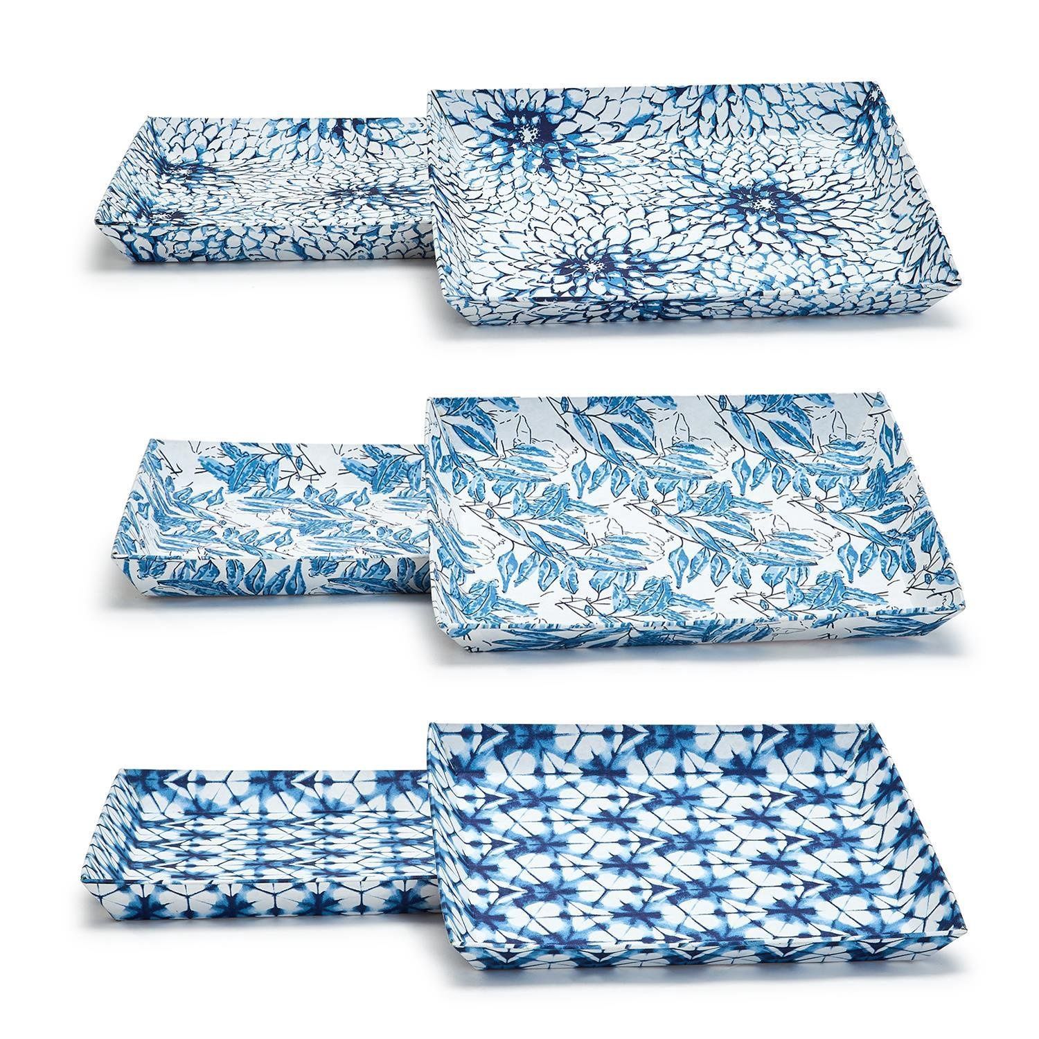 Indigo Block Print Trays