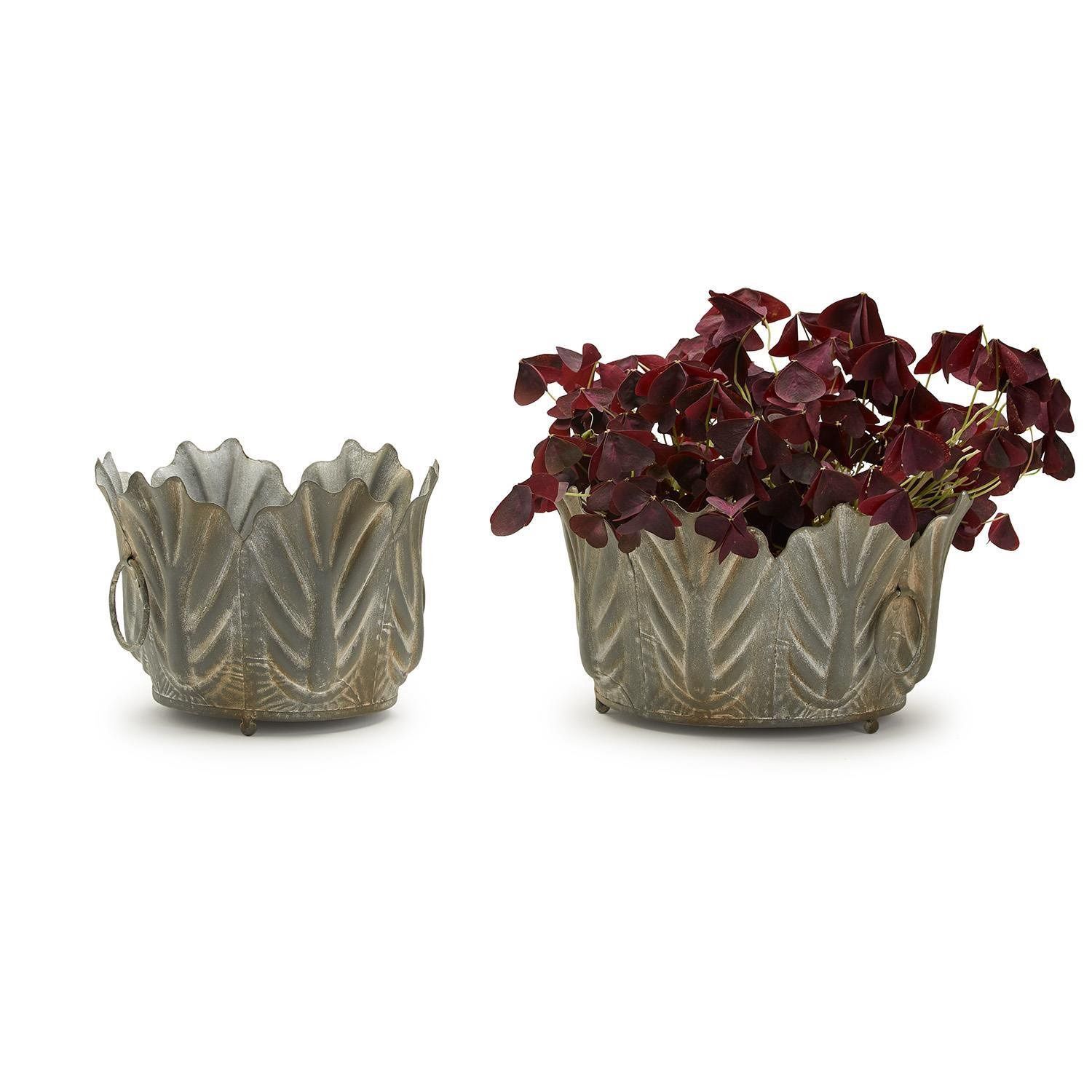 Zinc Garden Leaf Planter