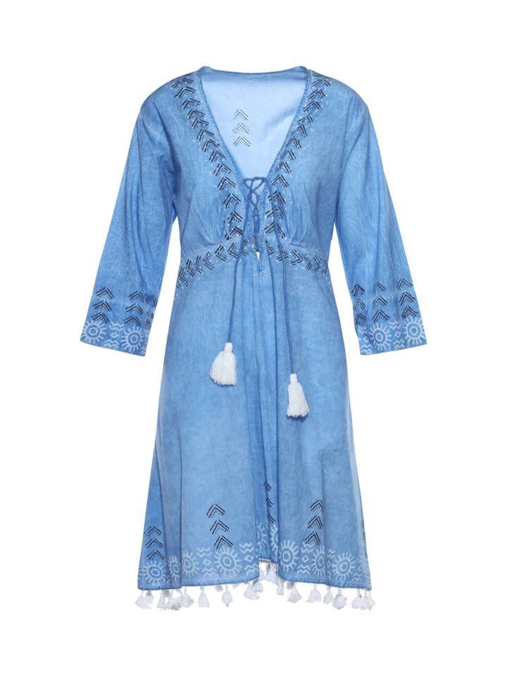 Royal Blue Tassel &amp; Tie Cover Up
