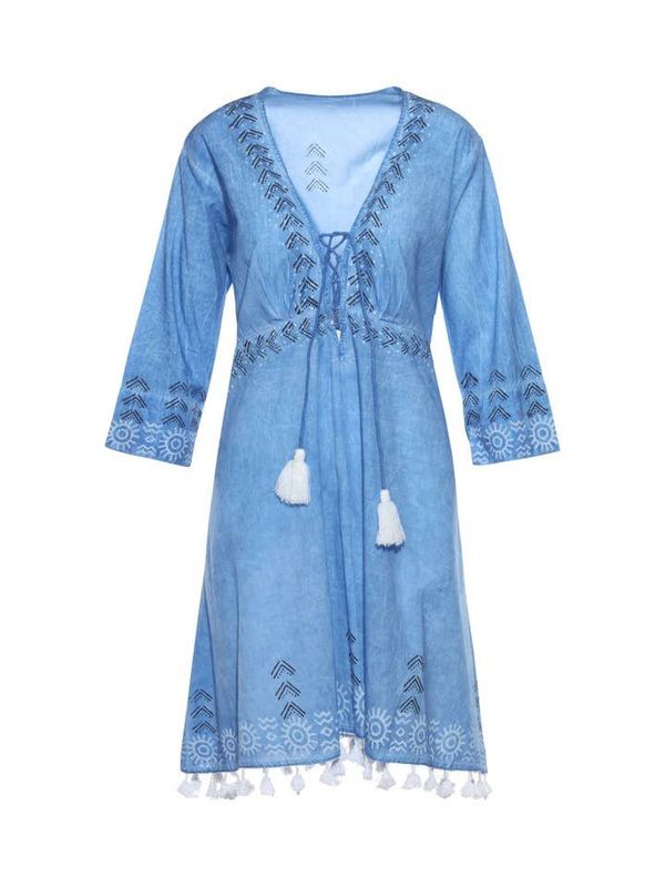 Royal Blue Tassel &amp; Tie Cover Up