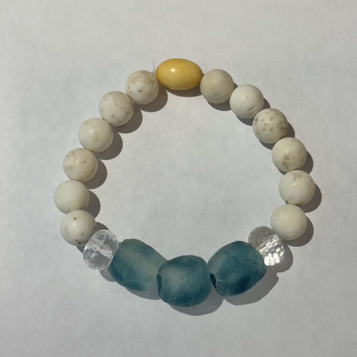White &amp; Recycled Glass Bracelets, Color: Blue