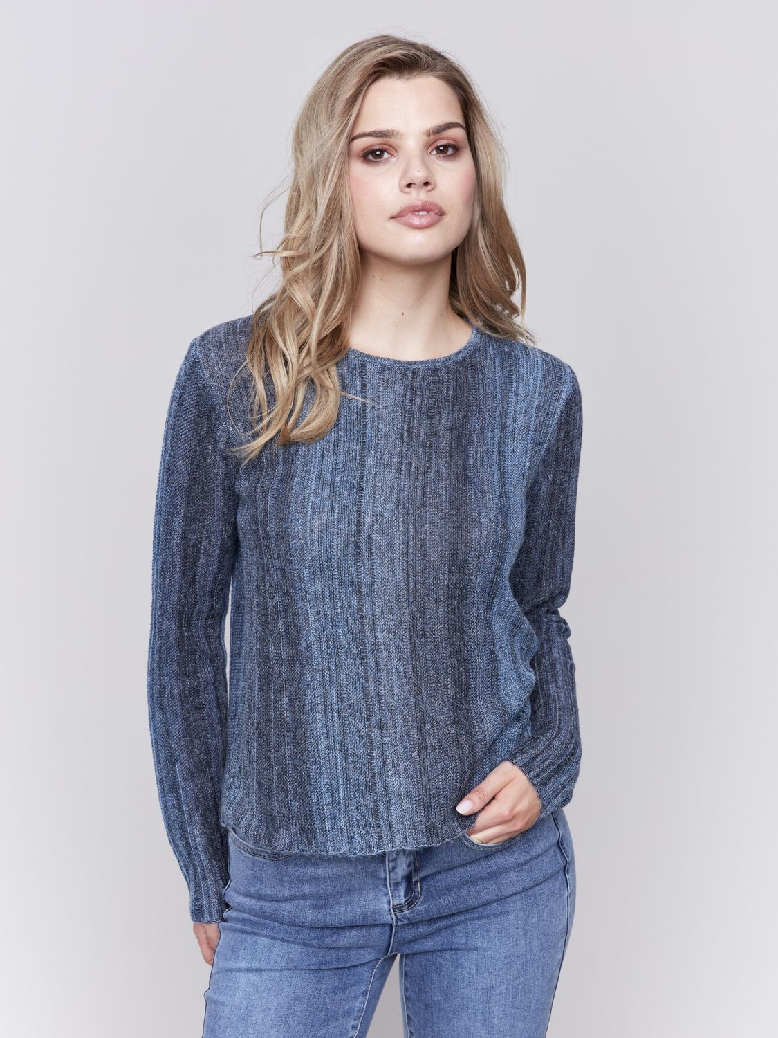 Space Dye Yarn Crop Sweater