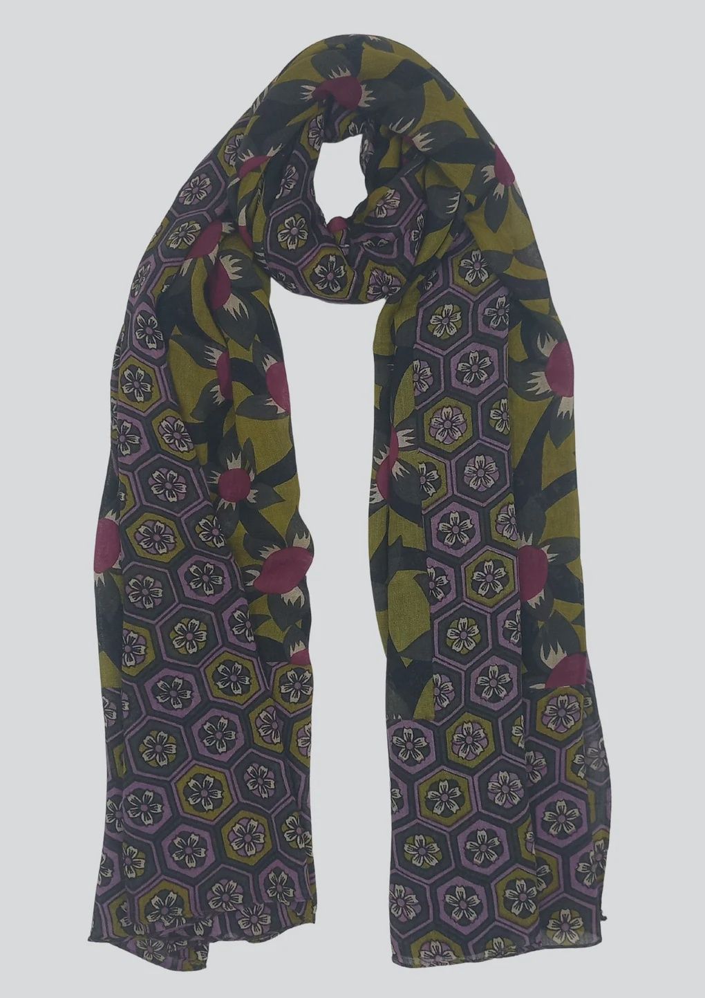 Olive Flowers Scarf