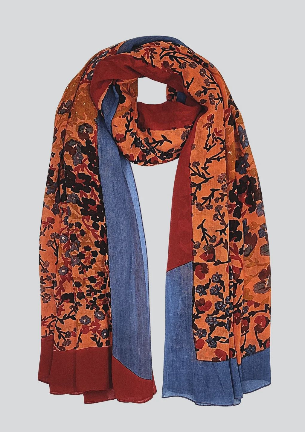 Denim &amp; Coral Scarf