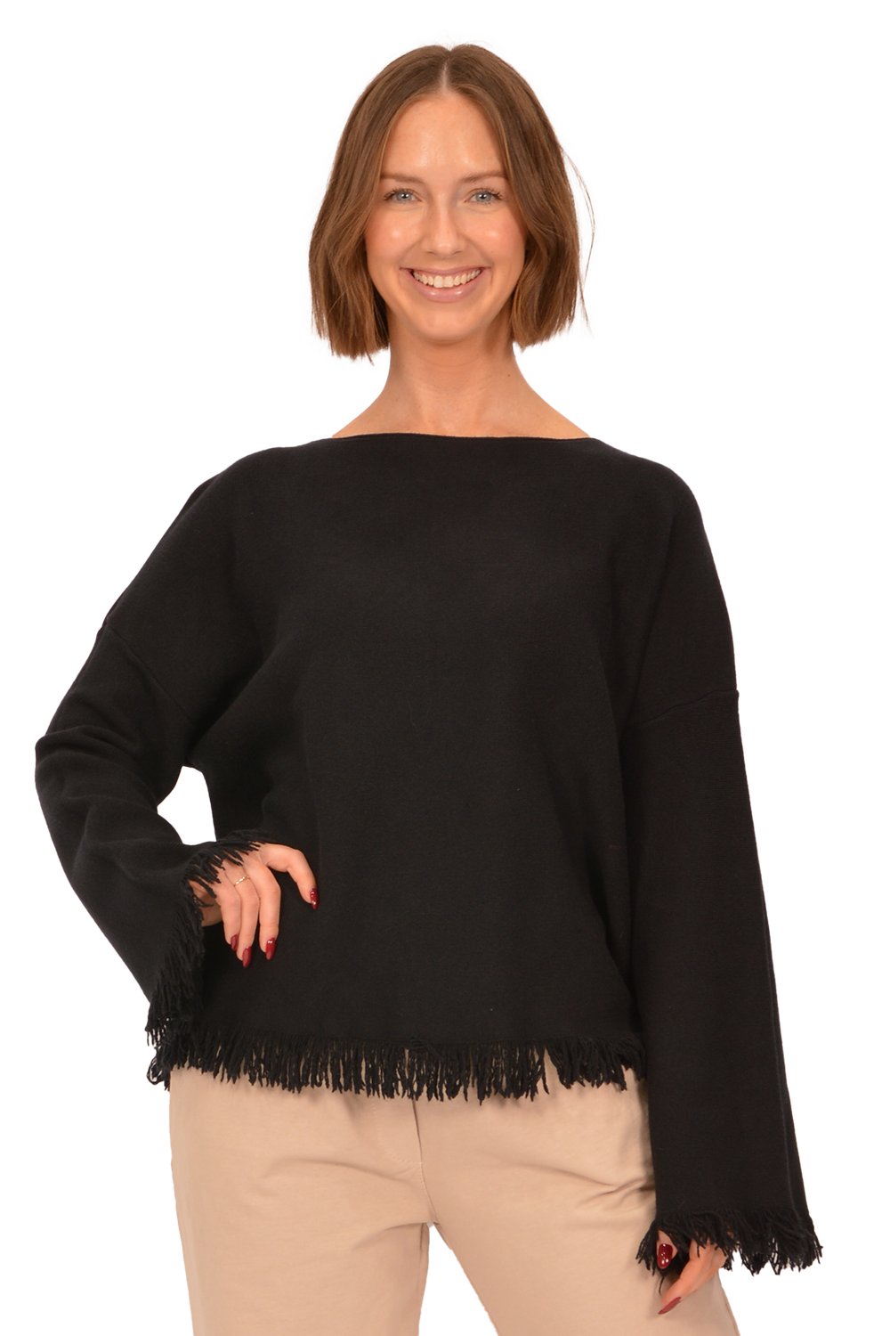 Frayed Edge Knit Sweater