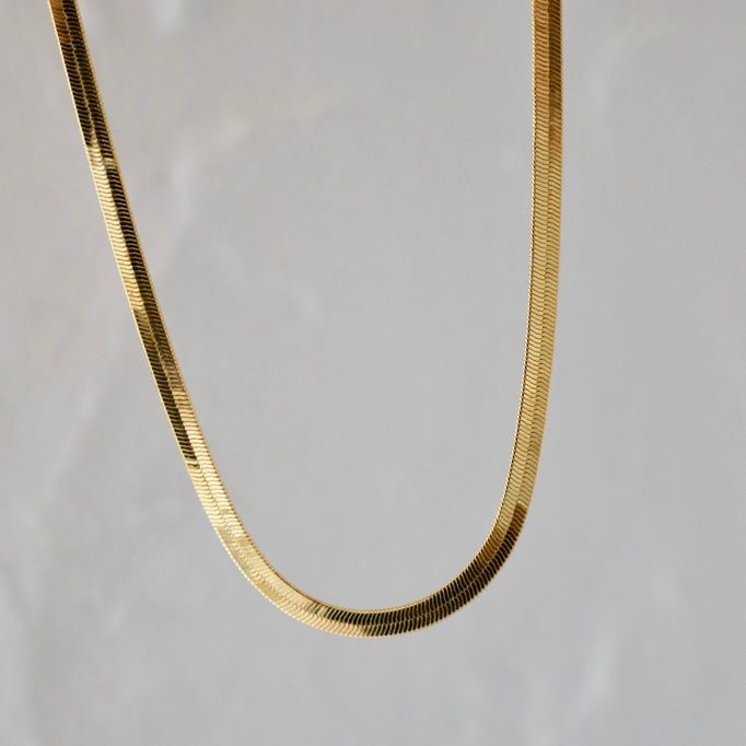Gold Herringbone Chain Necklace