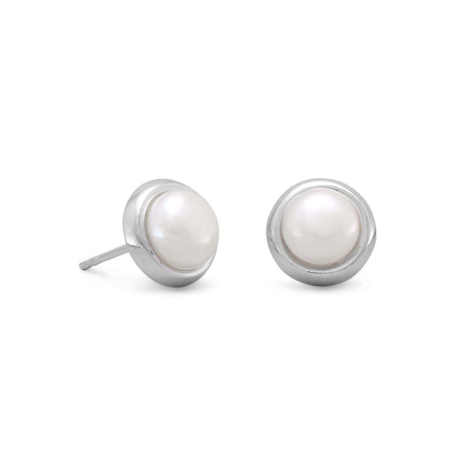 Pearl Stud Earrings with Sterling Surround