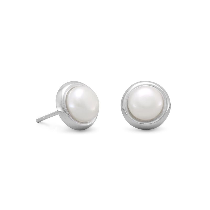 Pearl Stud Earrings with Sterling Surround
