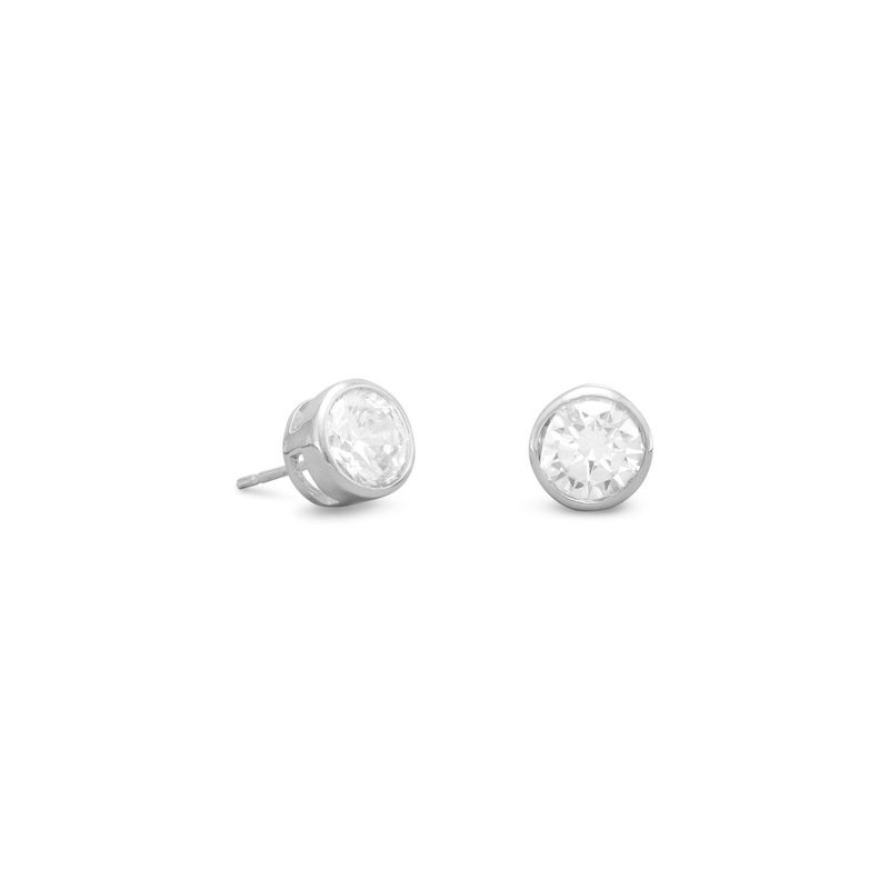 Bezel Set CZ Stud Earring