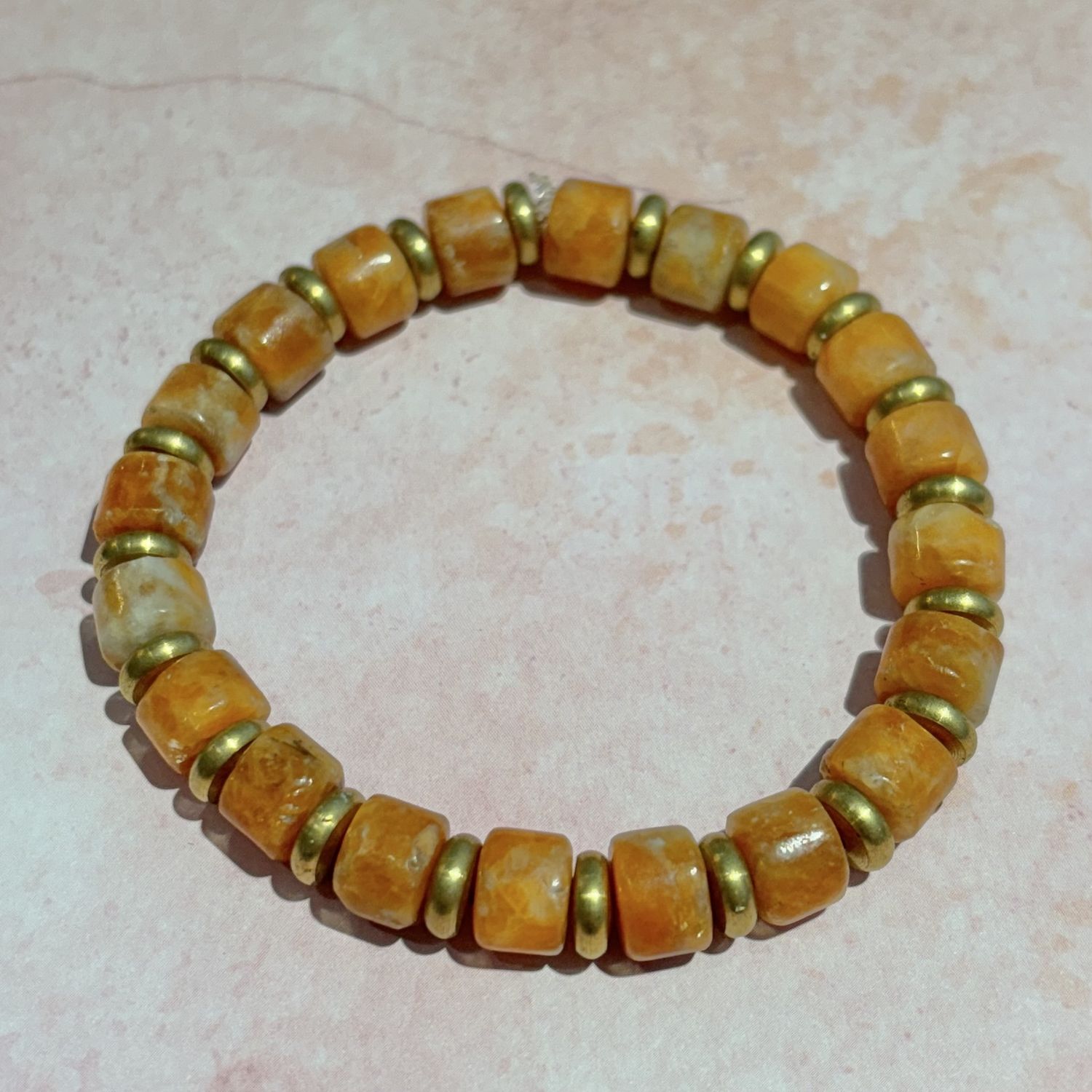 Barrel Calcite Beaded Bracelet