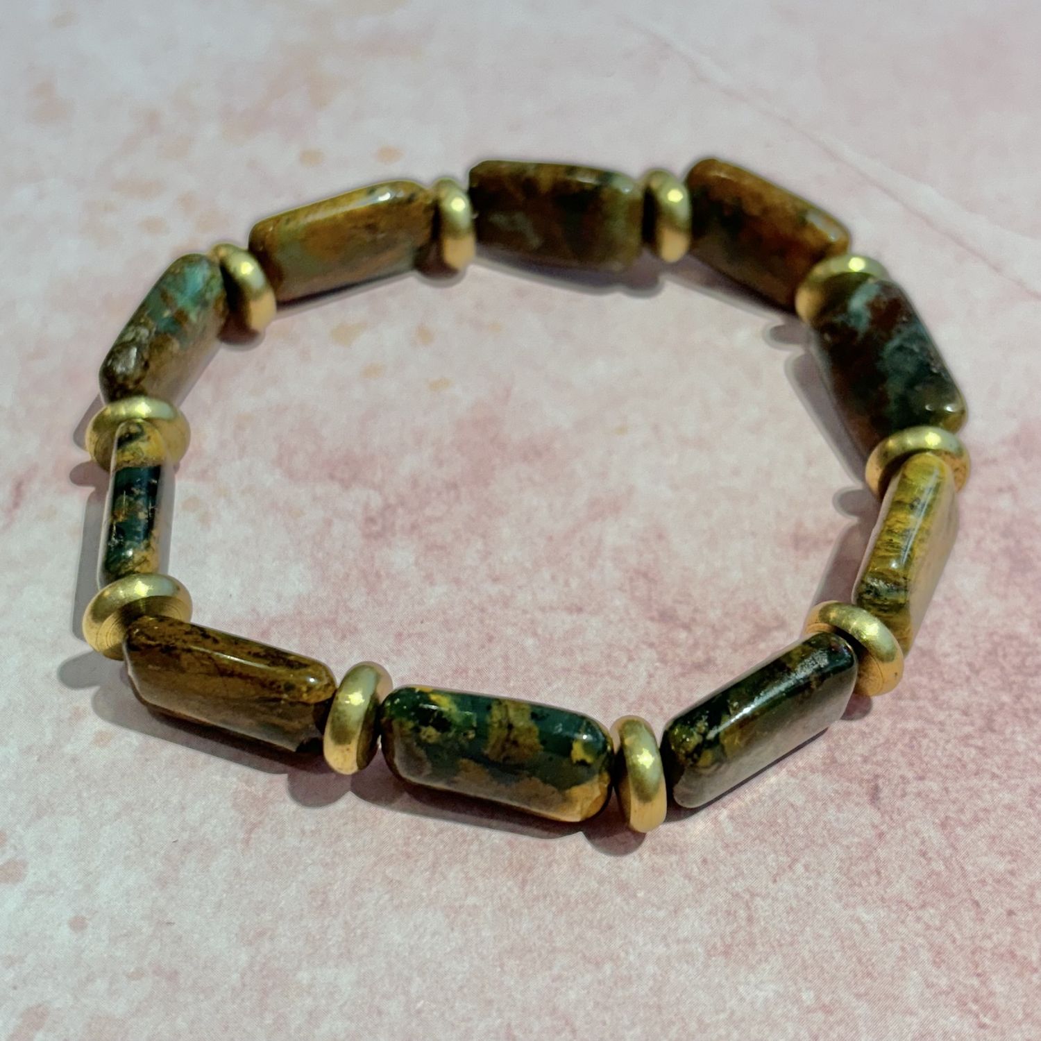 Brown Creek Jasper &amp; Brass Beaded Bracelet
