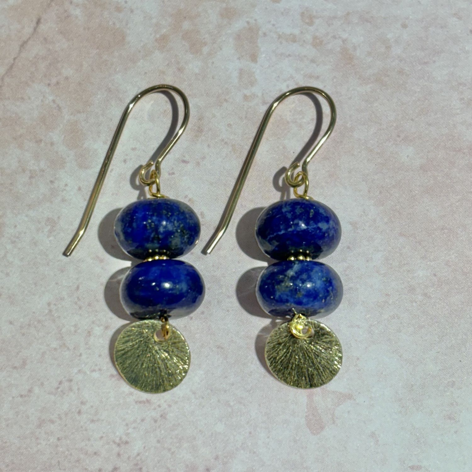 Lapis Earrings with Gold Plated Accents