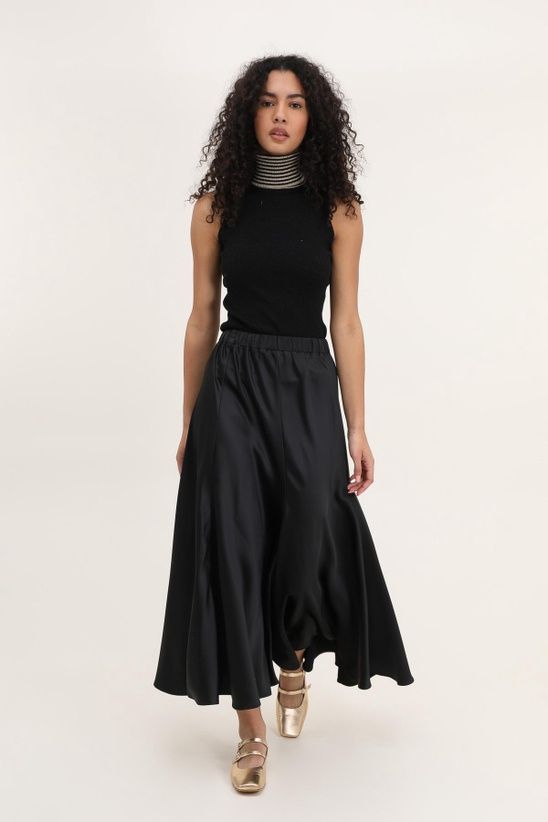 Black Satin Skirt