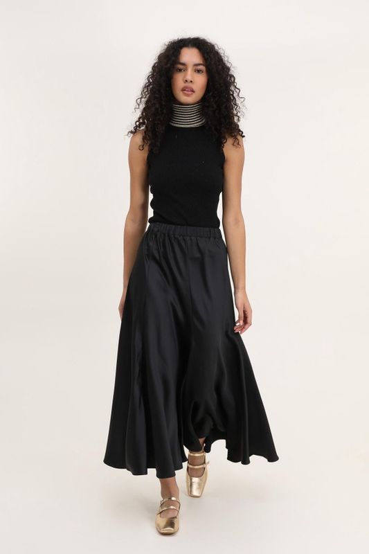 Black Satin Skirt