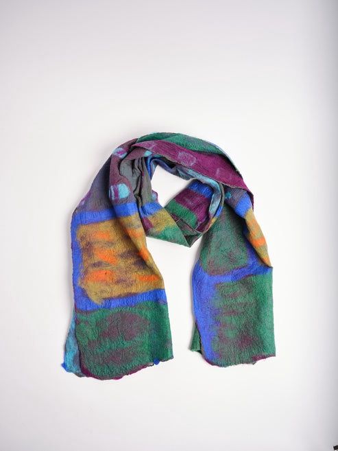 Colorful Felt Scarf, Color: Blue