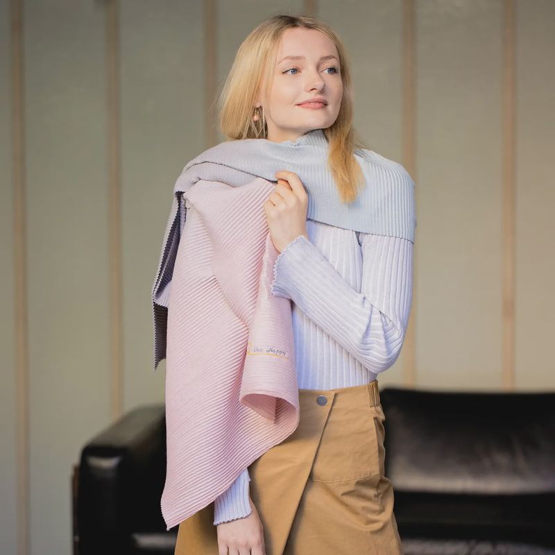 Pleated Cashmere Blend Ombre Scarf