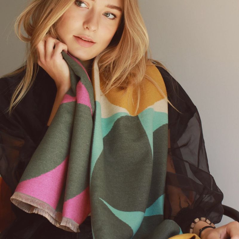 70&#39;s Geometric Modern Cotton Blend Scarf